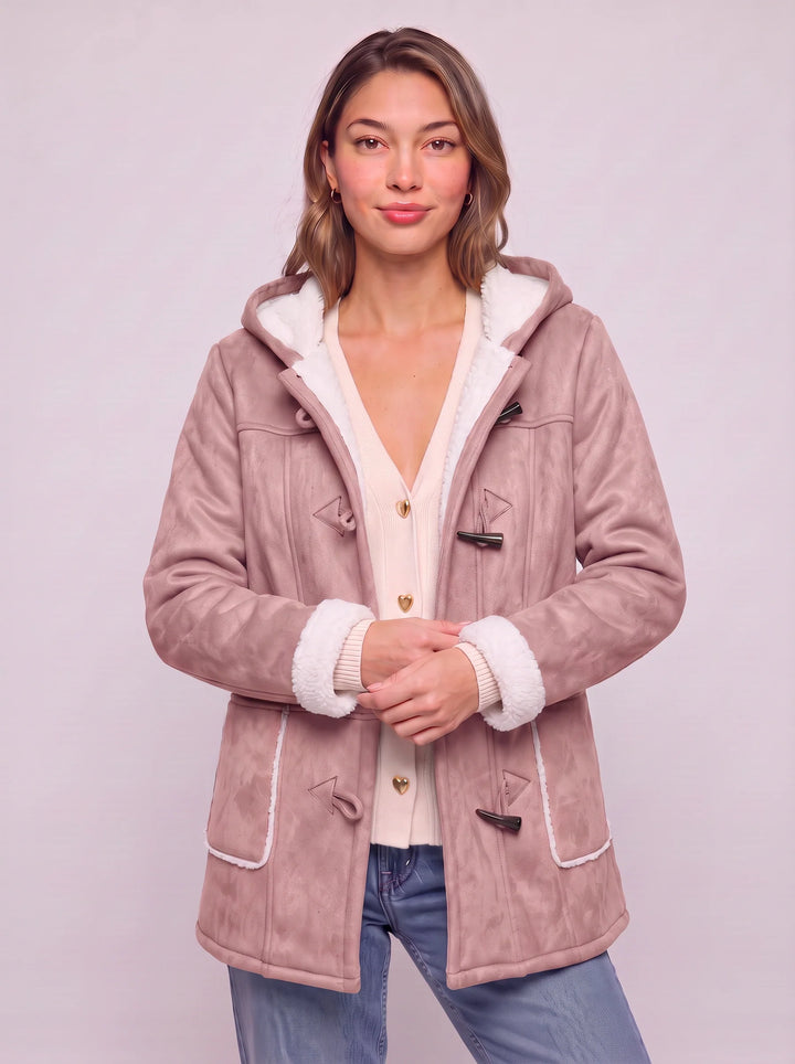 Women's Hooded Toggle Coat Warm Sherpa Lined Jacket