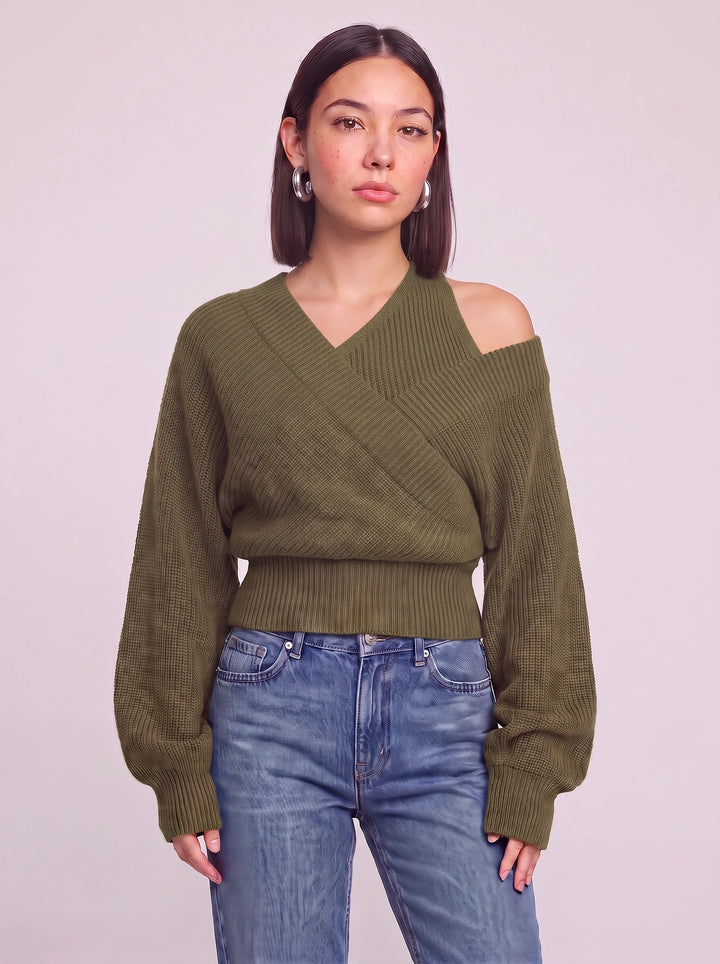 Costara Off-Shoulder Ribbed Sweater – Oversized Ribbed Women Batwing Sleeve Knit Winter Casual Top