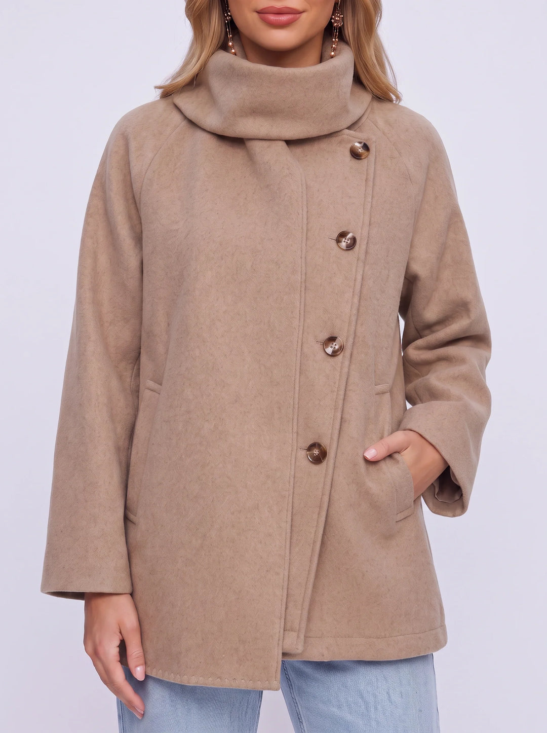 Women's Wool Shawl Collar Jacket - Winter Office Peacoat