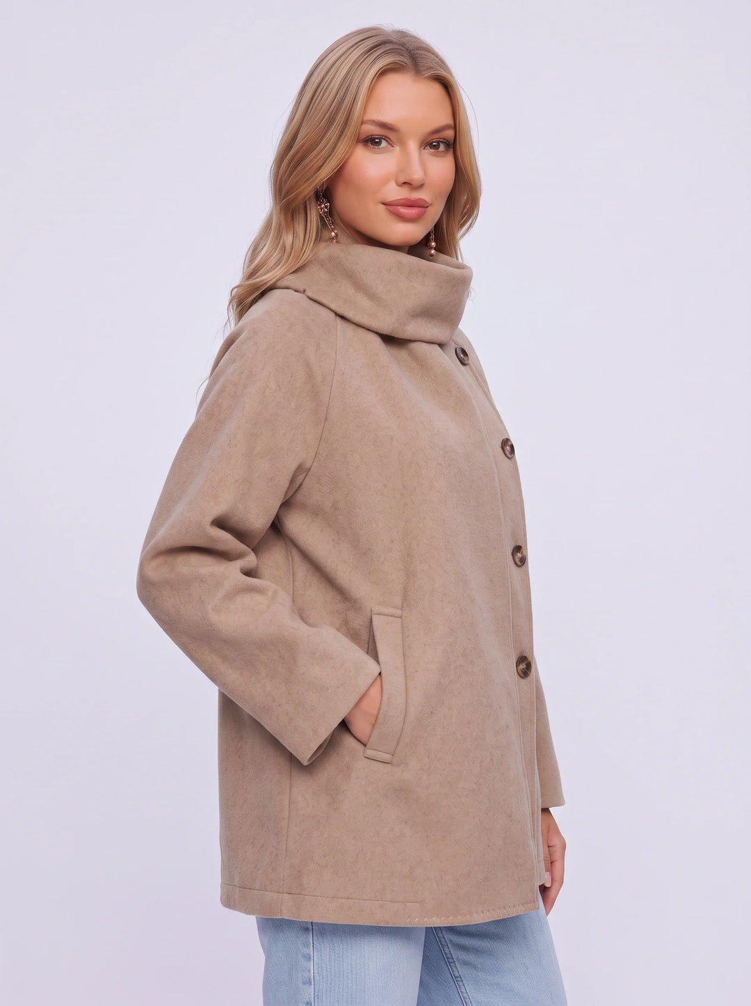 Women's Wool Shawl Collar Jacket - Winter Office Peacoat
