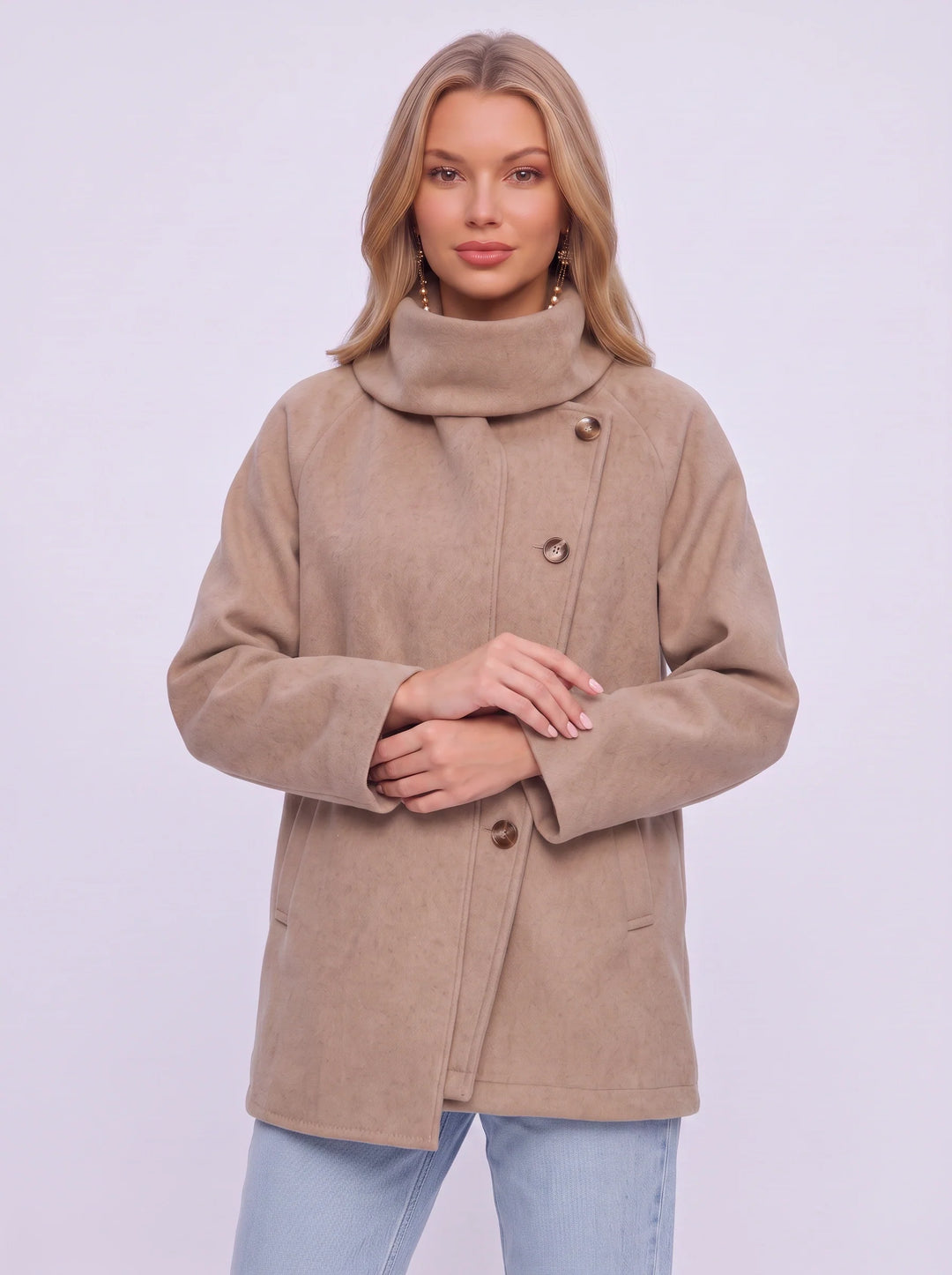 Women's Wool Shawl Collar Jacket - Winter Office Peacoat