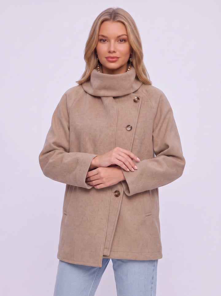 Women's Wool Shawl Collar Jacket - Winter Office Peacoat
