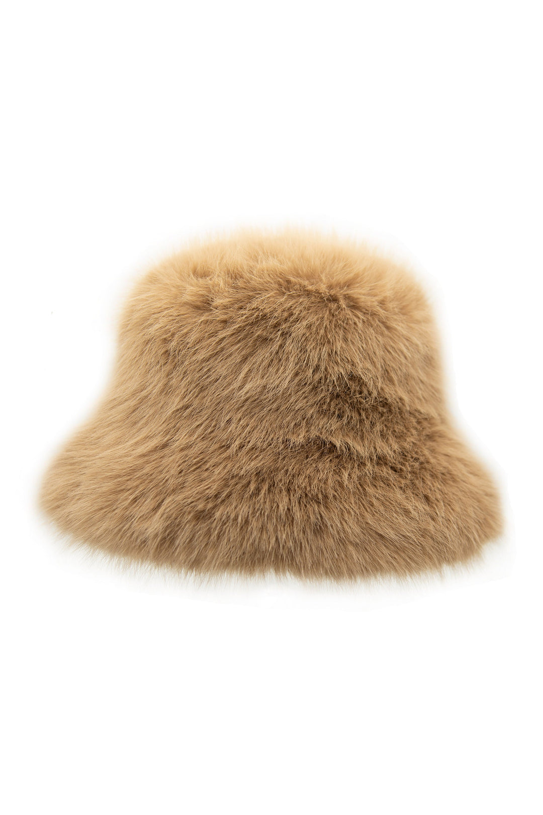 Brown Faux Fur Bucket Hat - Soft Plush Winter Streetwear Cap