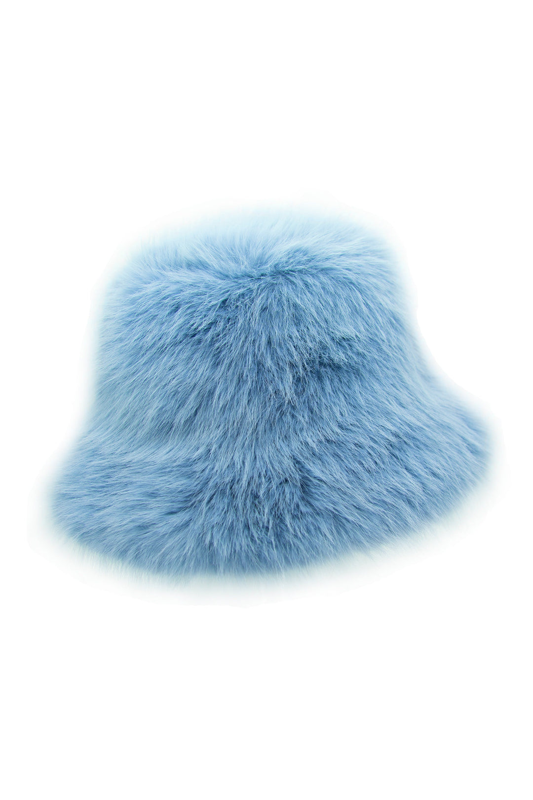 Light Blue Faux Fur Bucket Hat - Soft Pastel Winter Streetwear Cap