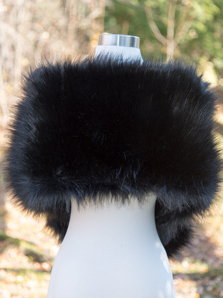 Women's Black Faux Fur Wrap Bridal Formal Evening Stole