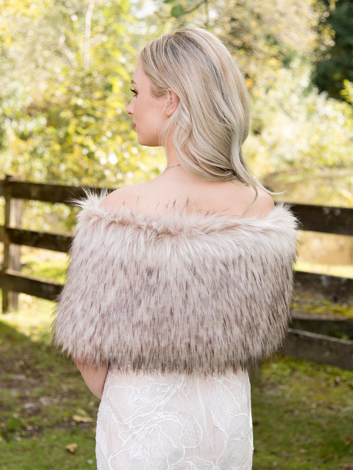 Blush Faux Fur Wrap - Elegant Bridal & Evening Stole