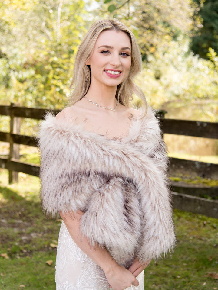 Blush Faux Fur Wrap - Elegant Bridal & Evening Stole