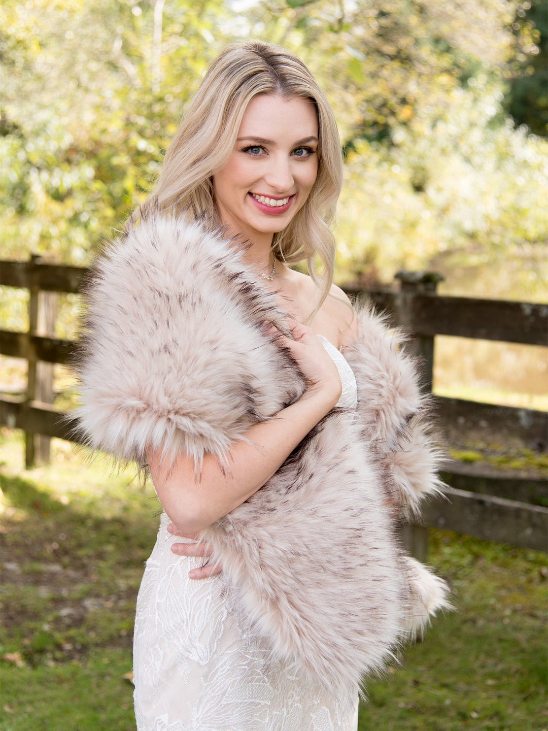 Blush Faux Fur Wrap - Elegant Bridal & Evening Stole