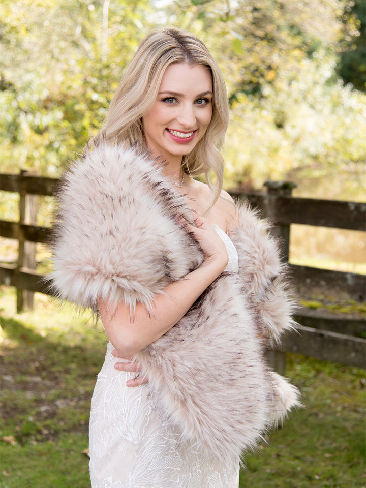 Blush Faux Fur Wrap - Elegant Bridal & Evening Stole