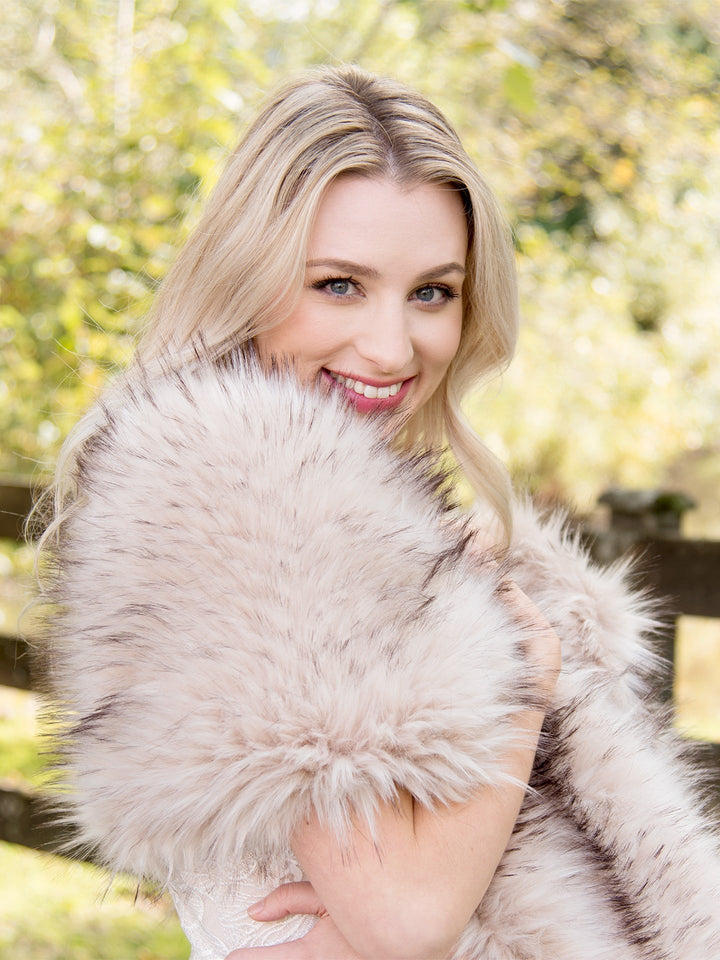 Blush Faux Fur Wrap - Elegant Bridal & Evening Stole