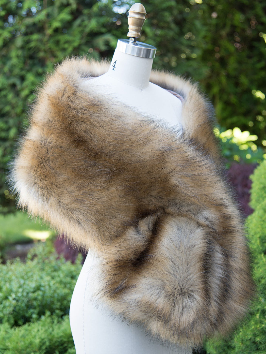 Women's Brown Faux Fur Wrap Bridal Wedding Evening Stole