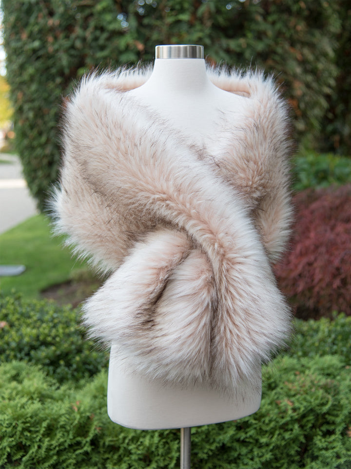 Women's Light Blush Faux Fur Wrap Bridal Evening Stole