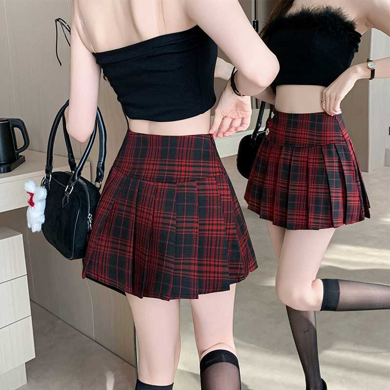 Women’s Spicy-Girl Plaid Pleated Skirt – High-Waist Summer Mini