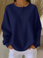 Waffle Knit Long Sleeve Button Top-HighTouch
