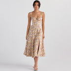 Seaside Vacation Sling Back Cross Tied Slim Fit Overknee Dress-HighTouch