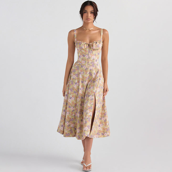 Seaside Vacation Sling Back Cross Tied Slim Fit Overknee Dress-HighTouch