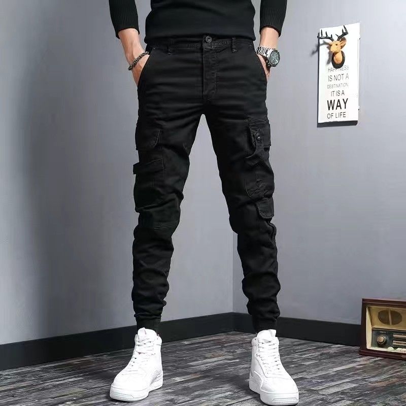 Men’s Slim Fit Cotton Work Pants – Stylish 9 Length Casual Trousers-HighTouch
