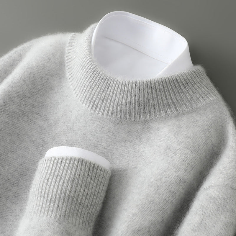 Men’s Thickened Half-High Collar Pullover – Loose Knit Sweatshirt-HighTouch
