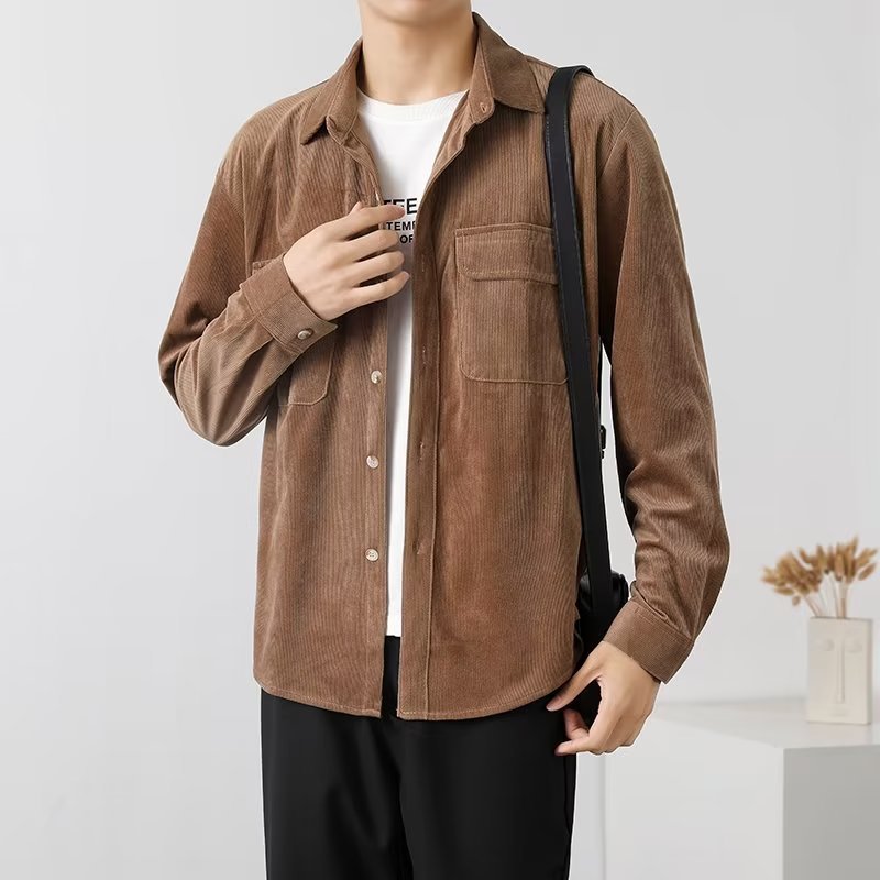 Vintage Corduroy Workwear Shirt Men-HighTouch