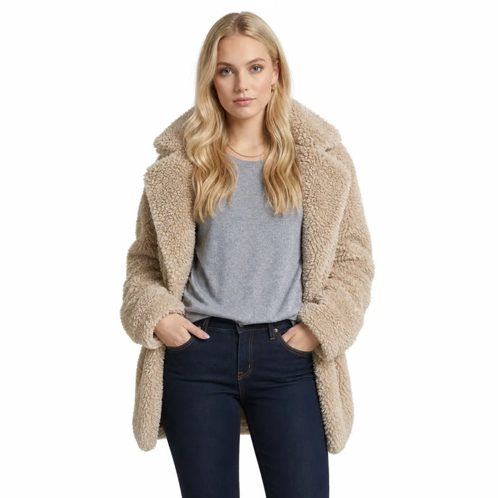Fenna | Womens Plush Longline Teddy Coat for Fall
