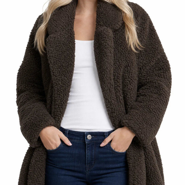 Fenna | Womens Plush Longline Teddy Coat for Fall
