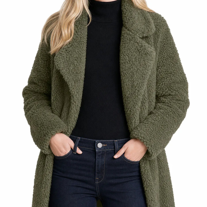 Fenna | Womens Plush Longline Teddy Coat for Fall