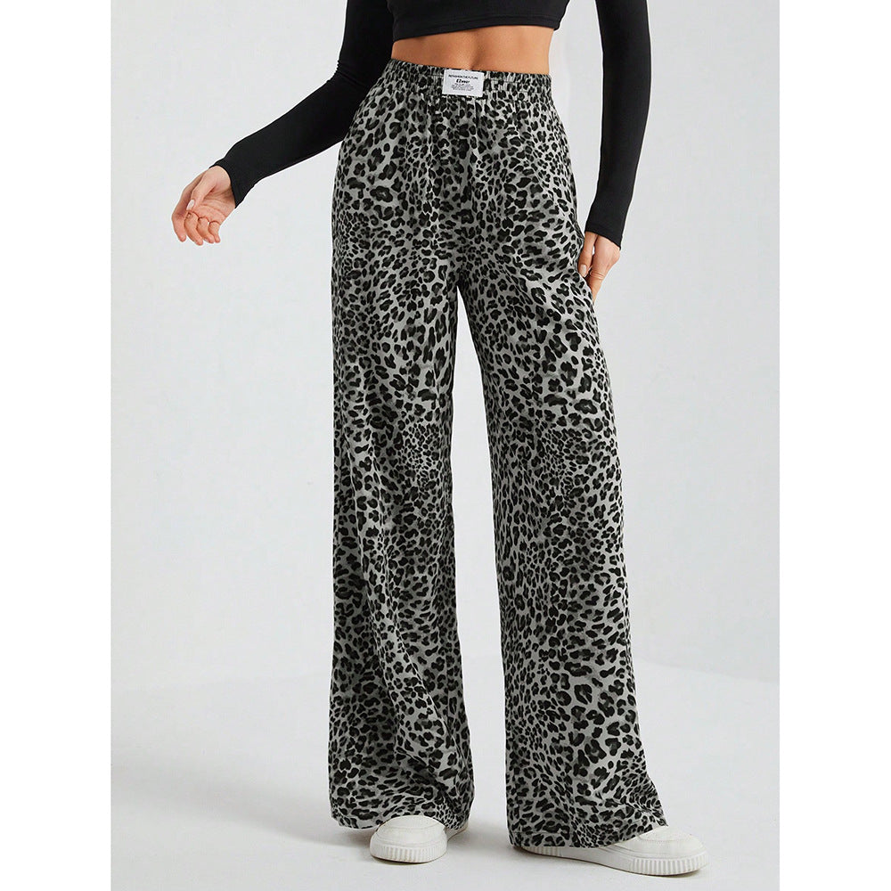 Leopard Print Floral Print Casual Jumpsuit Wide Leg Loose-HighTouch