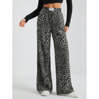 Leopard Print Floral Print Casual Jumpsuit Wide Leg Loose-HighTouch