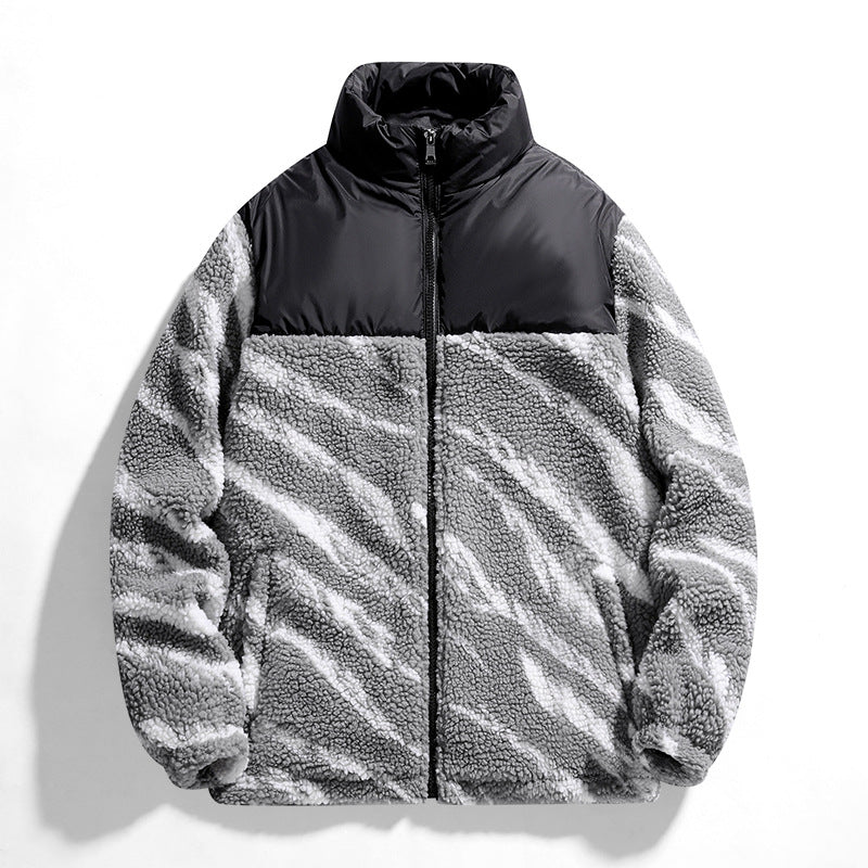 Autumn Men's Fleece Fashion Brand Contrast Color Baggy Coat-HighTouch