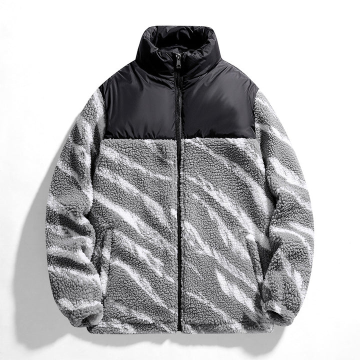 Autumn Men's Fleece Fashion Brand Contrast Color Baggy Coat-HighTouch