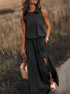 Fiona | Women's Sleeveless Blouson Maxi Dress