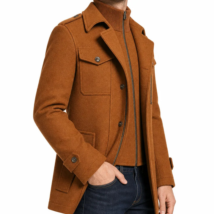 Men’s Double Collar Overcoat for Cold Weather