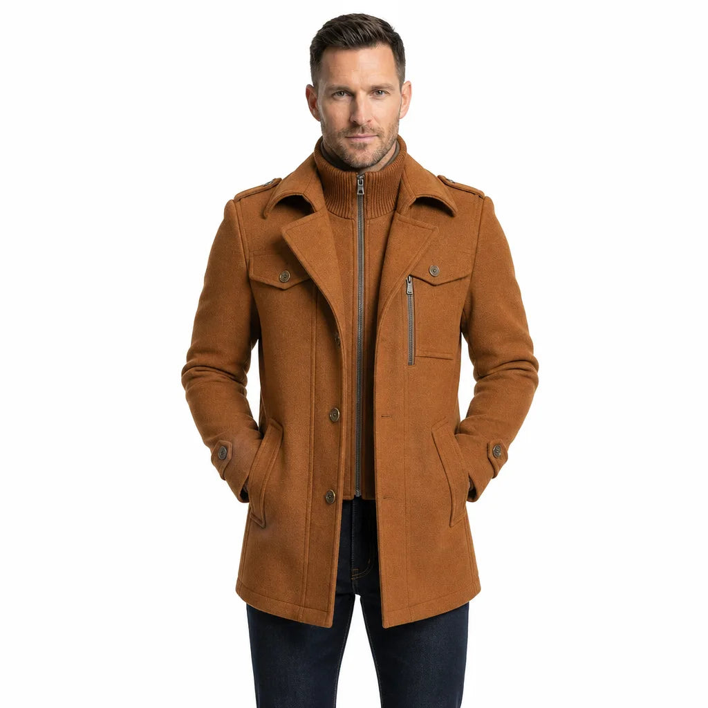 Men’s Double Collar Overcoat for Cold Weather