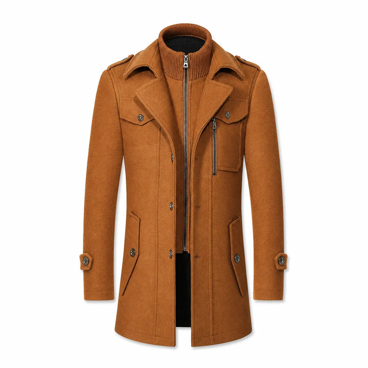 Men’s Double Collar Overcoat for Cold Weather