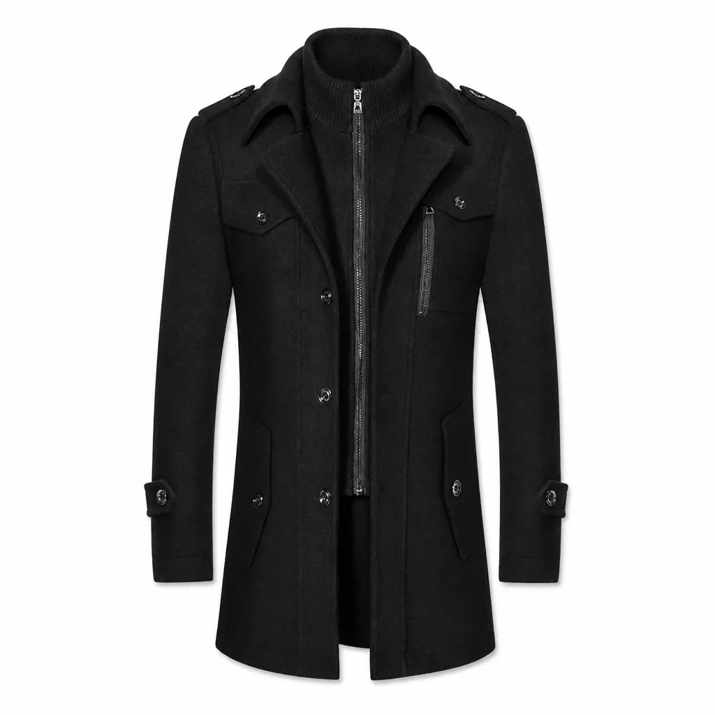 Men’s Double Collar Overcoat for Cold Weather