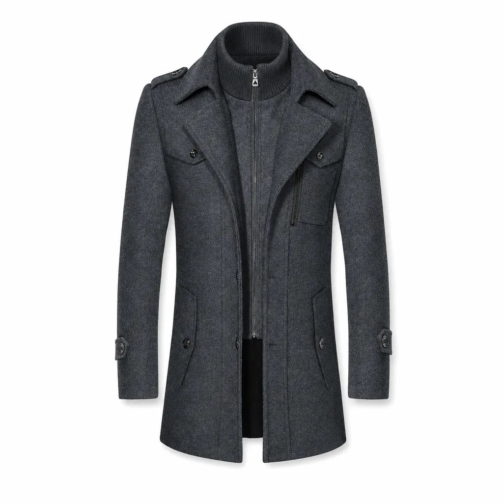 Men’s Double Collar Overcoat for Cold Weather