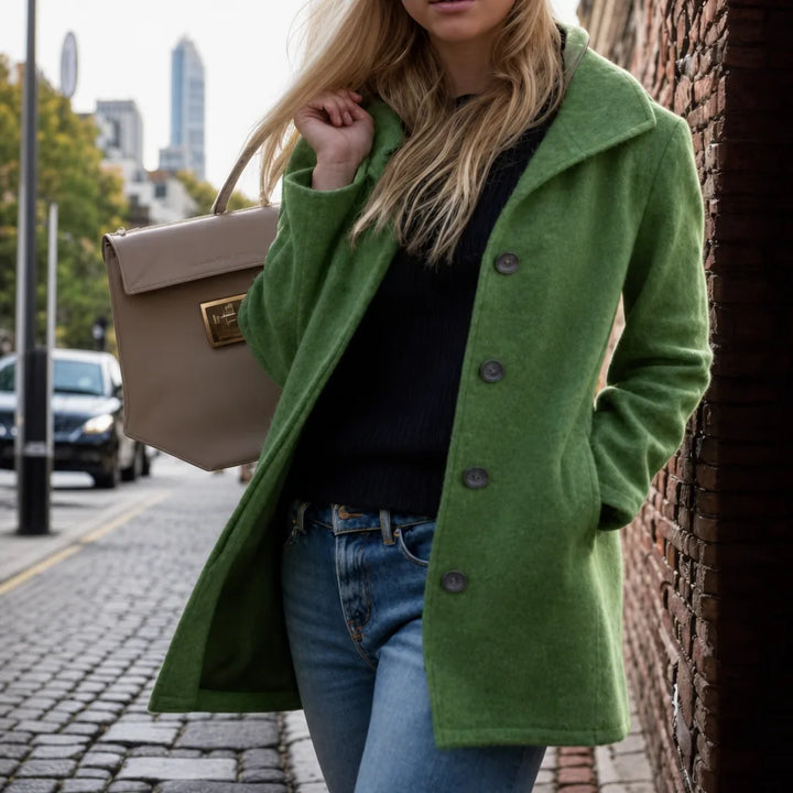 Flora Winter Wool Coat for Women Single Breasted Mid Length