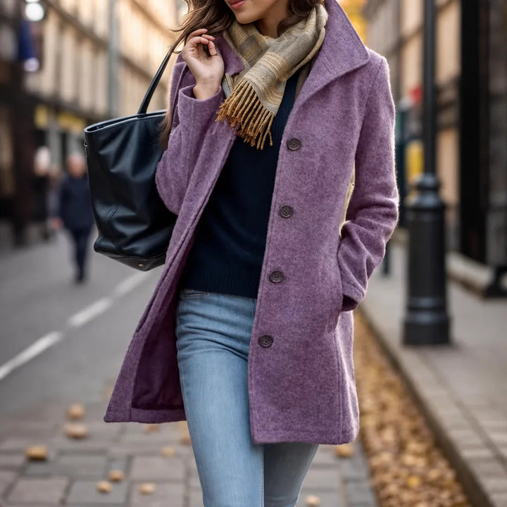 Flora Winter Wool Coat for Women Single Breasted Mid Length