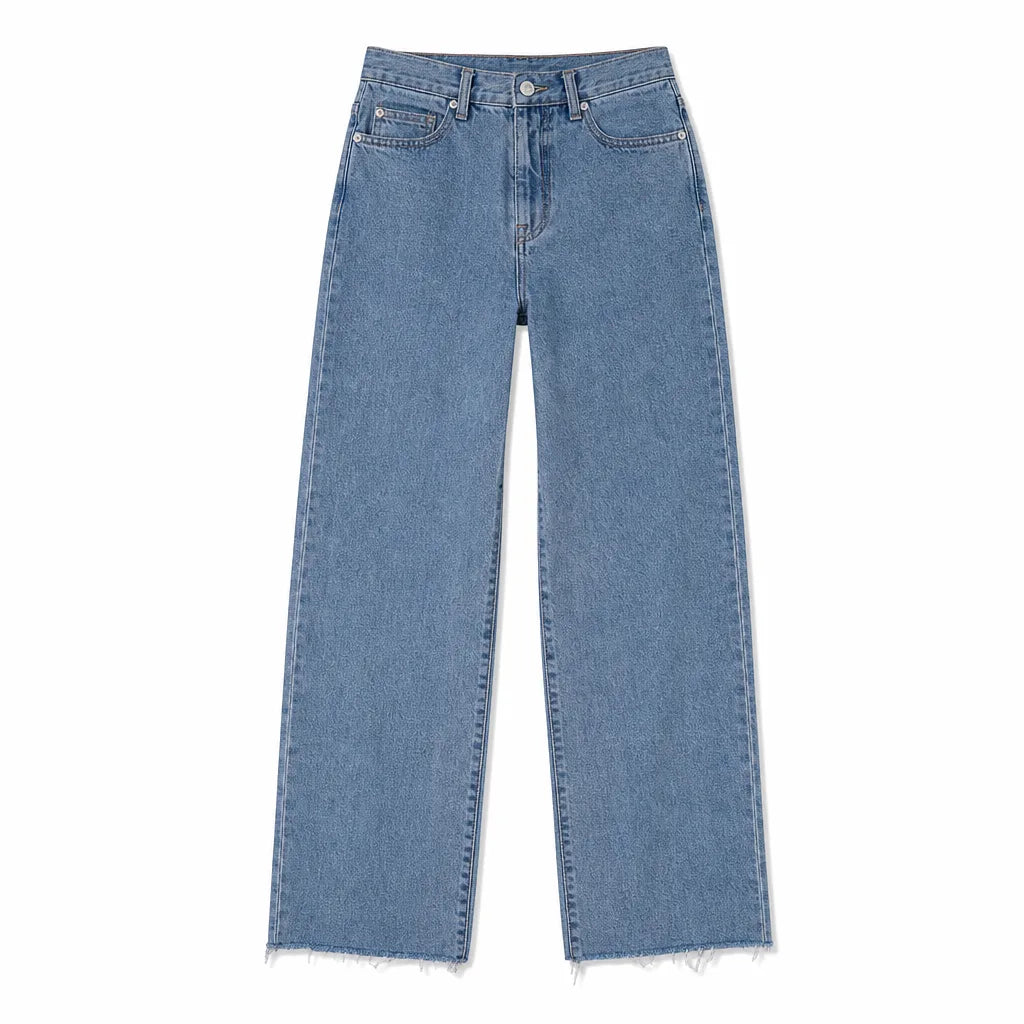 Women's High-Rise Wide-Leg Jeans - Faded Cropped Mom Jean