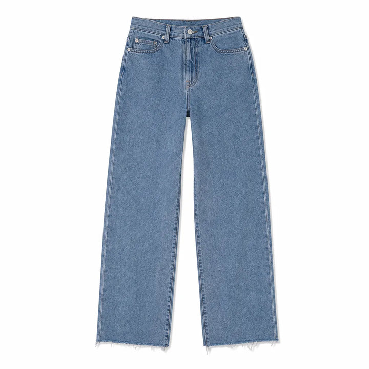 Women's High-Rise Wide-Leg Jeans - Faded Cropped Mom Jean