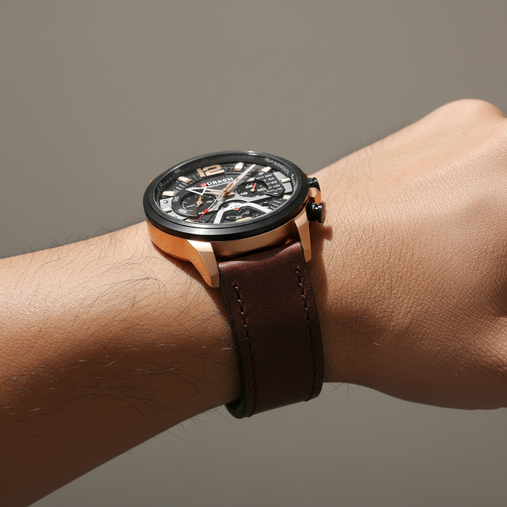 Men's Wood & Steel Chronograph Watch | Luxury Quartz Wristwatch