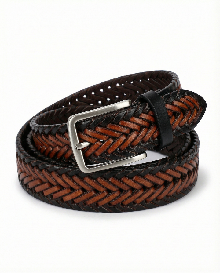 Men's Braided Leather Belt | Custom-Fit Woven Casual Dress Strap