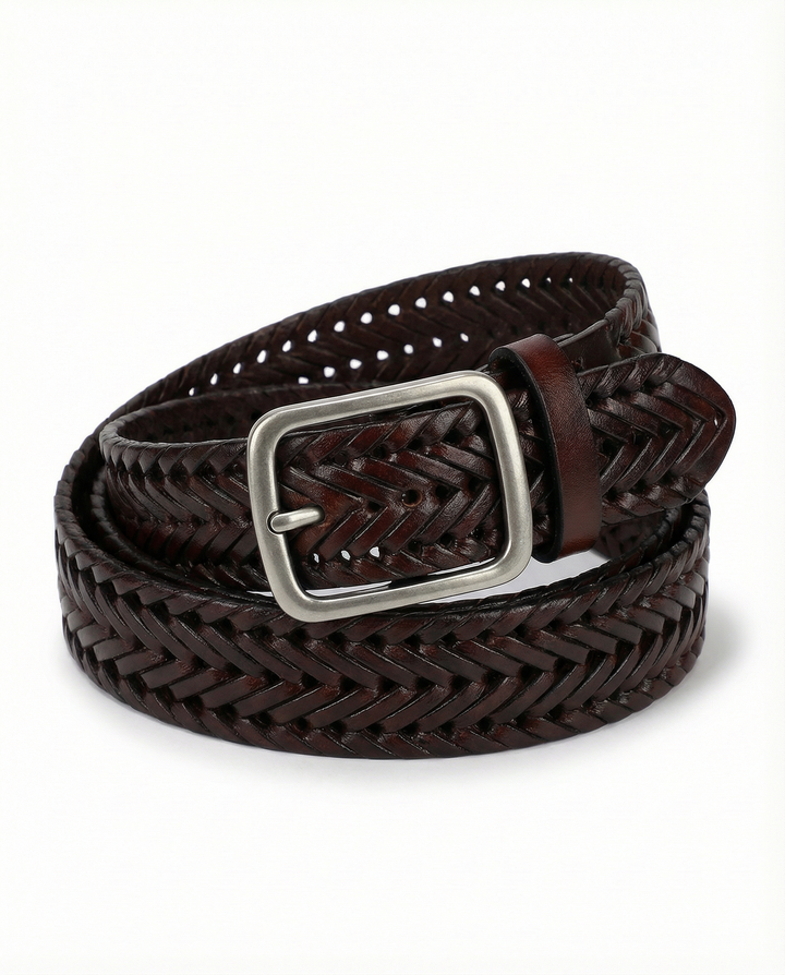 Men's Braided Leather Belt | Custom-Fit Woven Casual Dress Strap