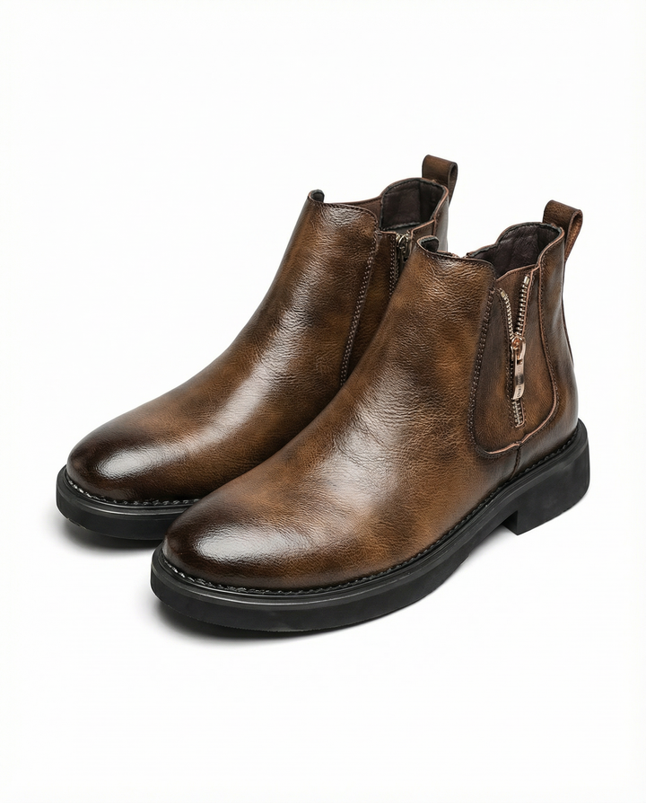 Men's Leather Boots – Full-Grain Side Zip Comfort