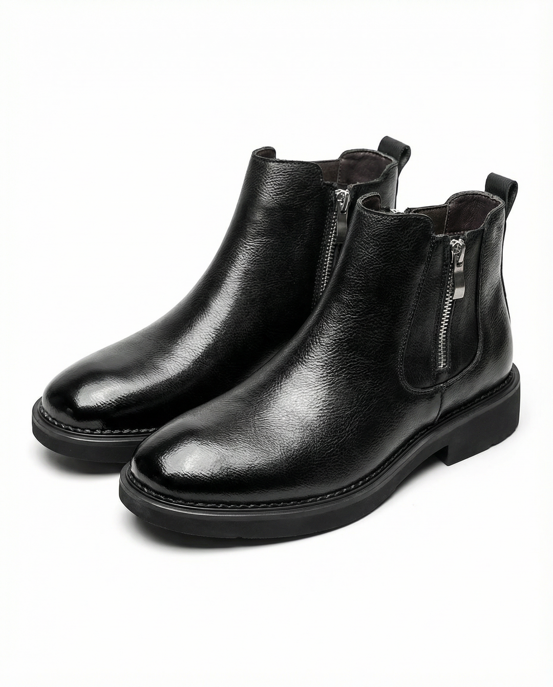 Men's Leather Boots – Full-Grain Side Zip Comfort