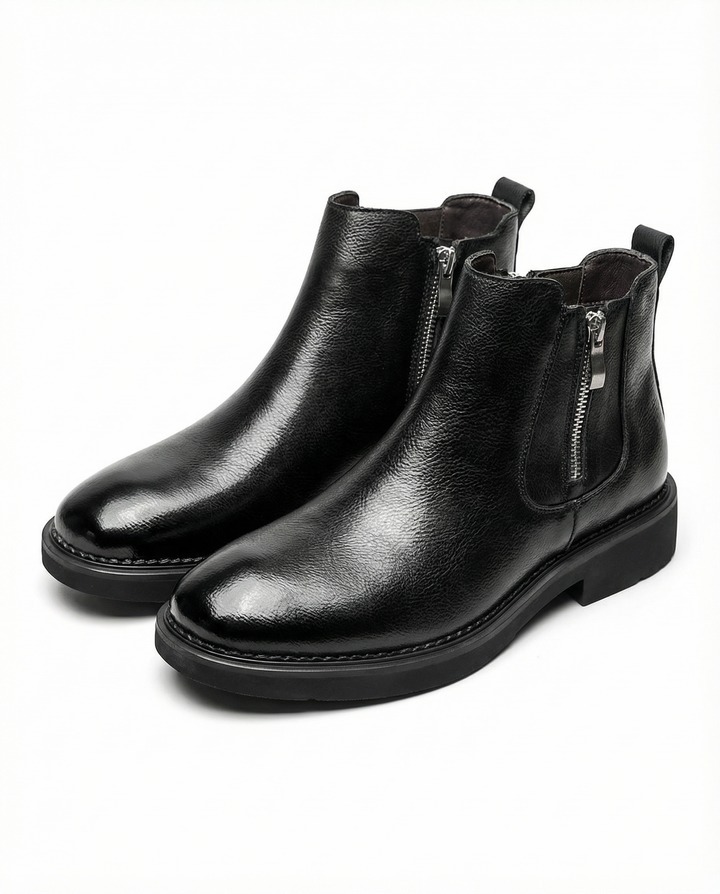Men's Leather Boots – Full-Grain Side Zip Comfort