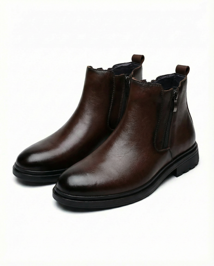 Men's Genuine Leather Boots – Side Zip Comfort