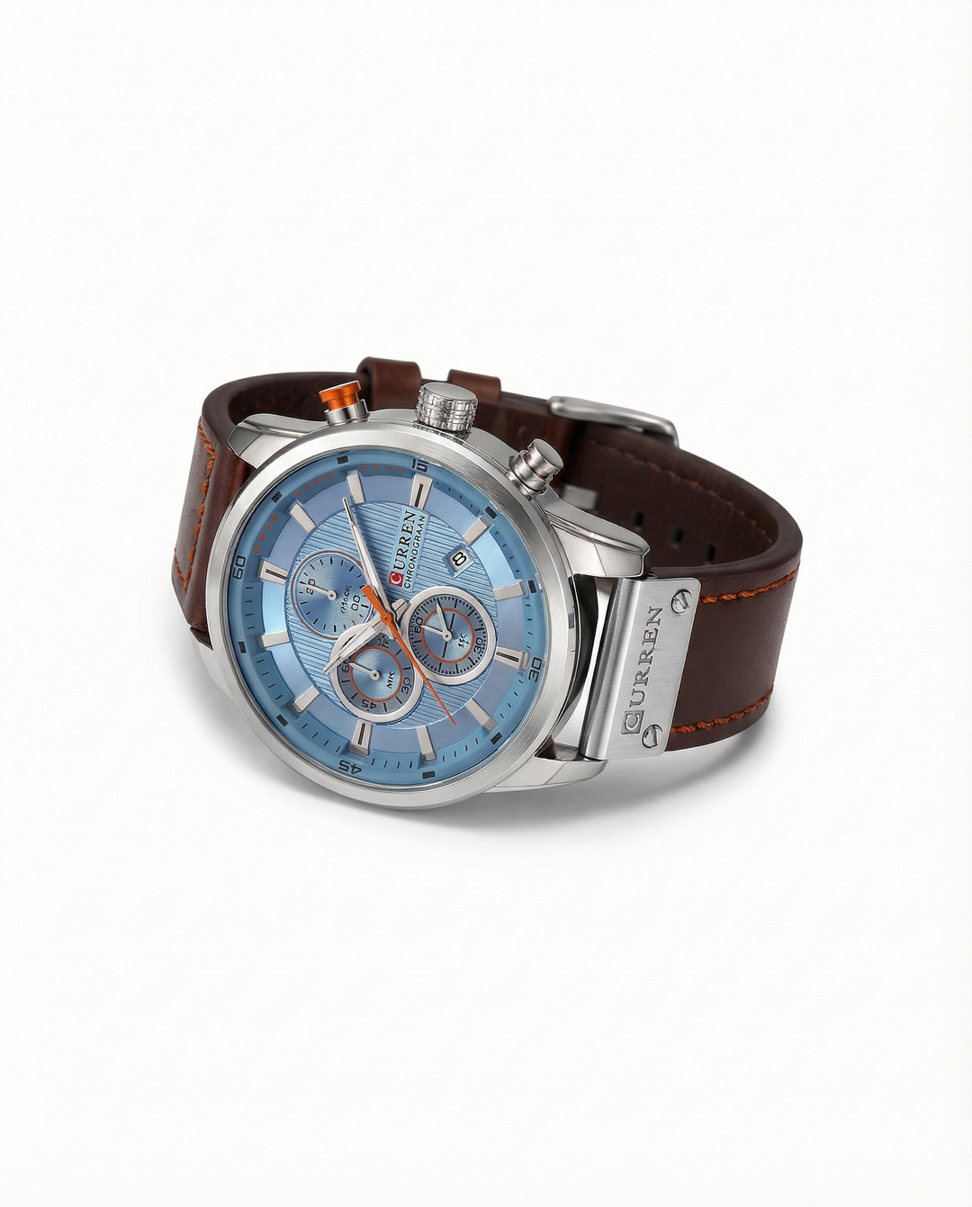 Men's Copper Chronograph Leather Watch | Luxury Analog Quartz Watch