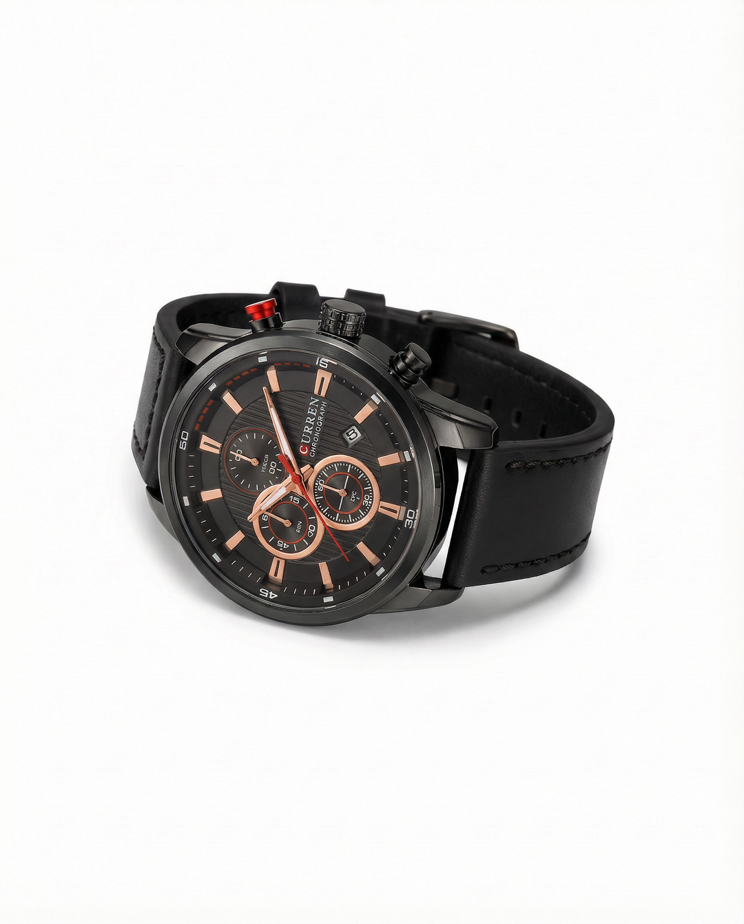 Men's Copper Chronograph Leather Watch | Luxury Analog Quartz Watch