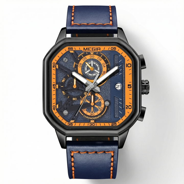 Men's Chronograph Leather Watch | Classic Analog Quartz Wristwatch